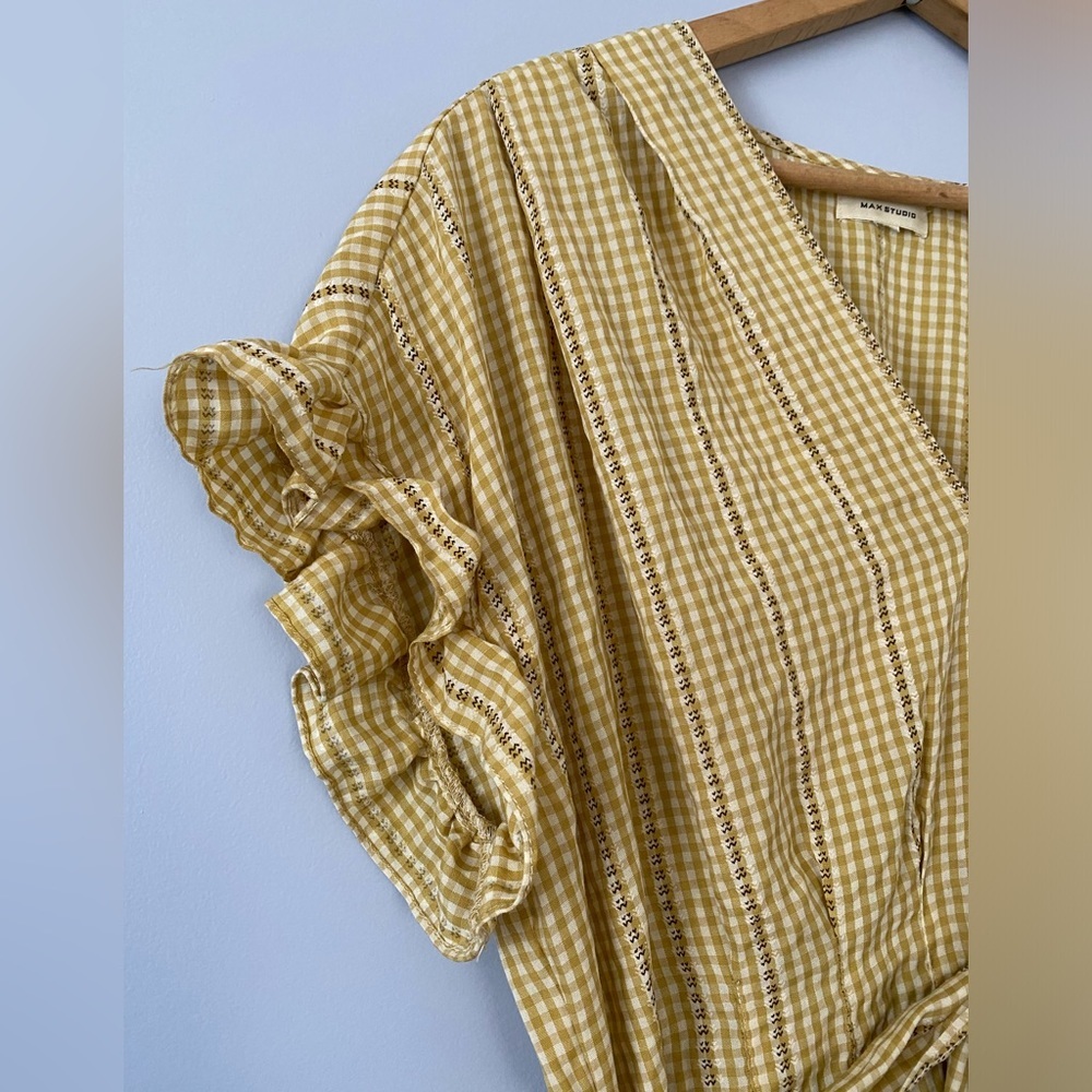 Max Studio Yellow Gingham Midi Dress - Picture 5 of 13